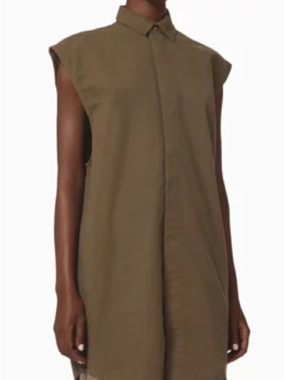 Fear of God Sleeveless Button-Down Top in Olive Brown